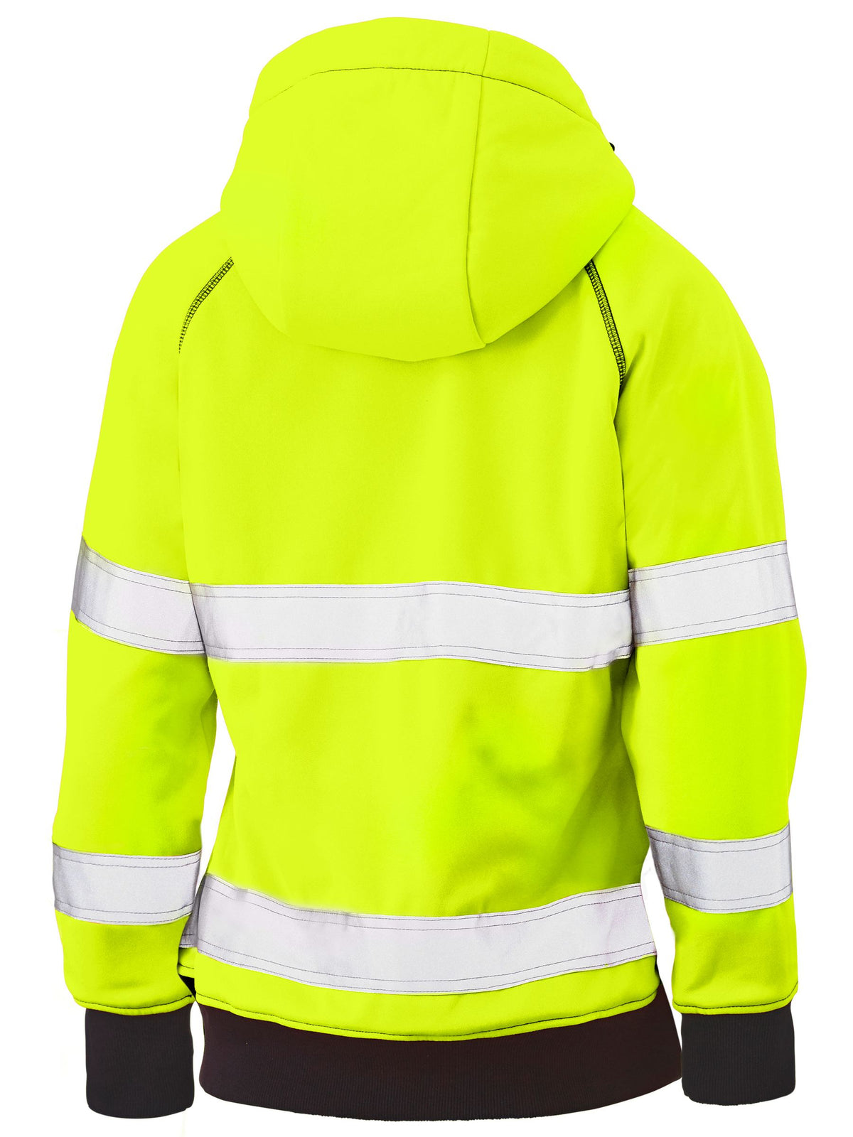 Women's Taped Hi Vis Fleece Zip Front Hoodie with Sherpa Lining - Yellow