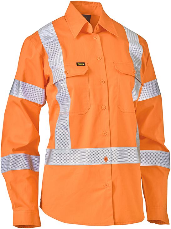 Women's X Taped Biomotion Hi Vis Cool Lightweight Drill Shirt - Rail Orange