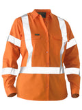 Recycle Women's X Taped Hi Vis Drill Shirt - Orange