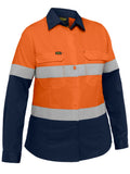 Industrial Women's Taped Hi Vis Cool Lightweight Vented Shirt - Orange/Navy