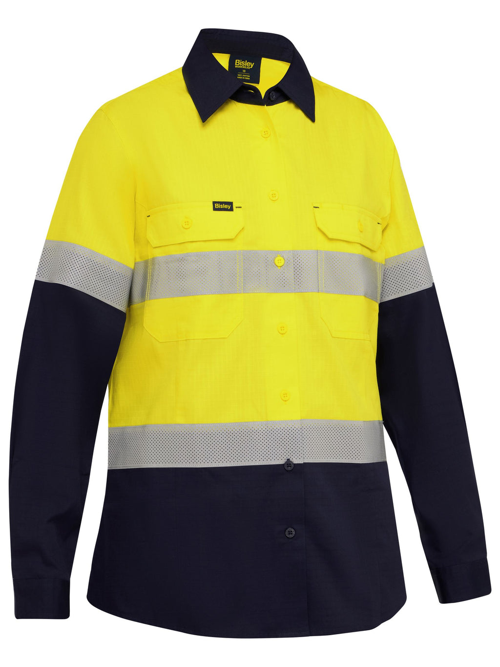 Women's Taped Hi Vis Ripstop Vented Shirt - Yellow/Navy