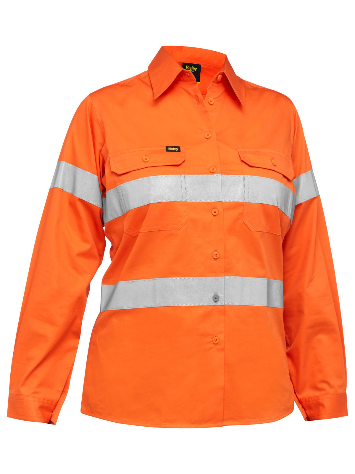 Women's Taped Hi Vis Cool Lightweight Drill Shirt - Orange