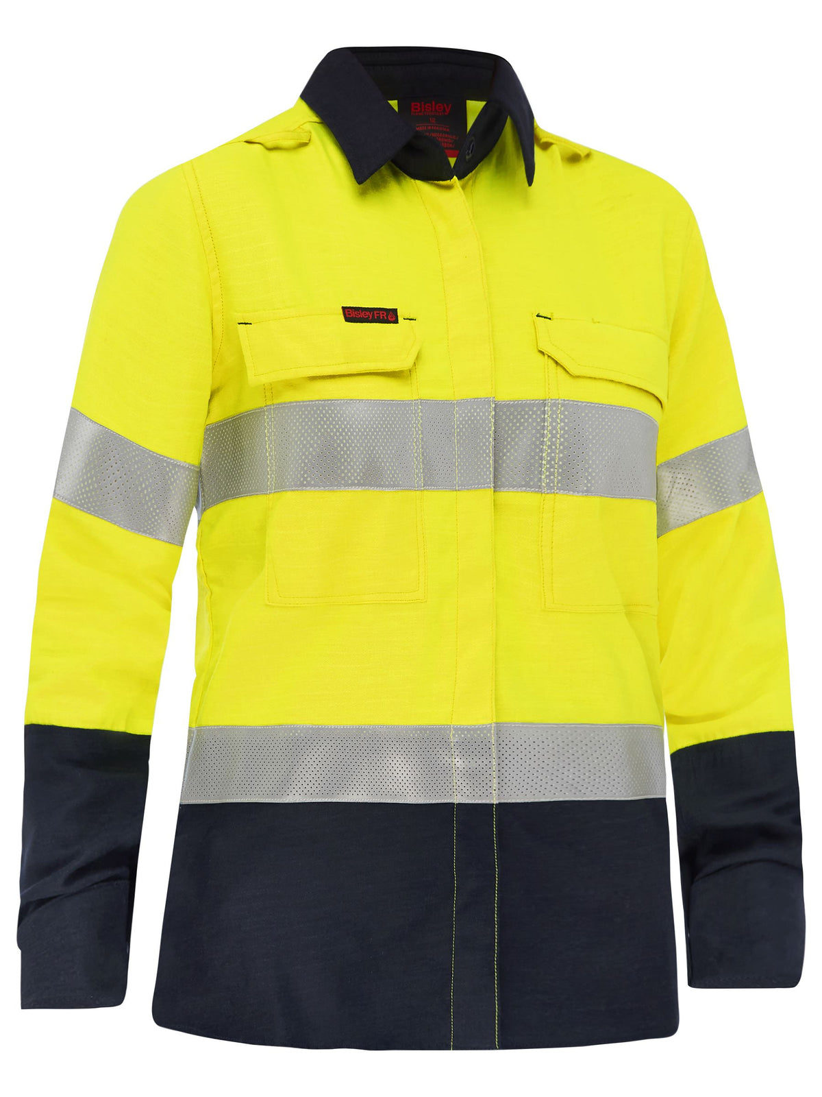 Apex 160 Women's Taped Hi Vis FR Ripstop Vented Shirt - Yellow/Navy