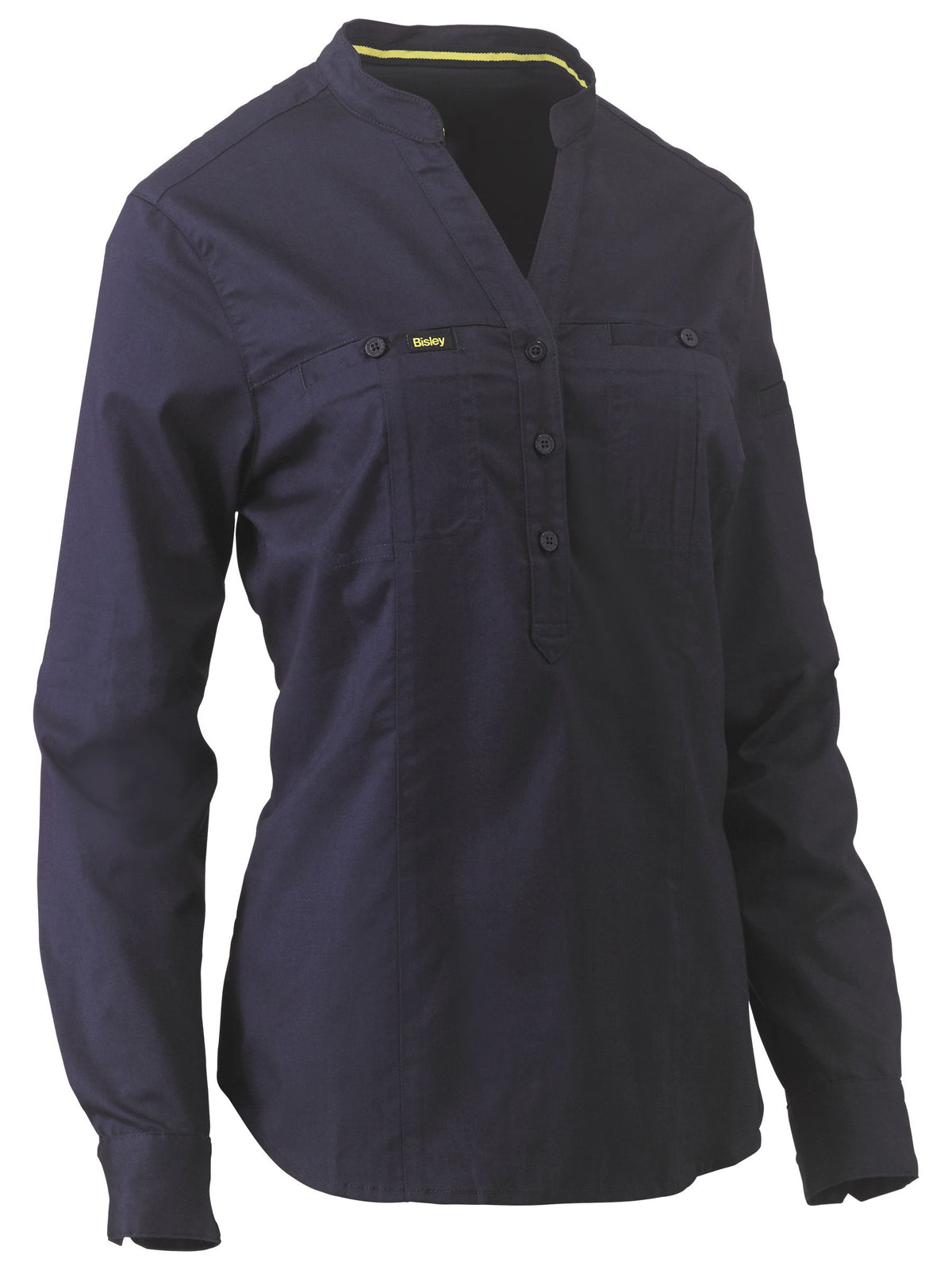 Women's Stretch V-Neck Closed Front Shirt - Navy