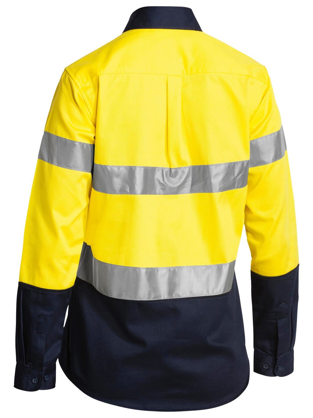Women's Taped Hi Vis Drill Shirt - Yellow/Navy