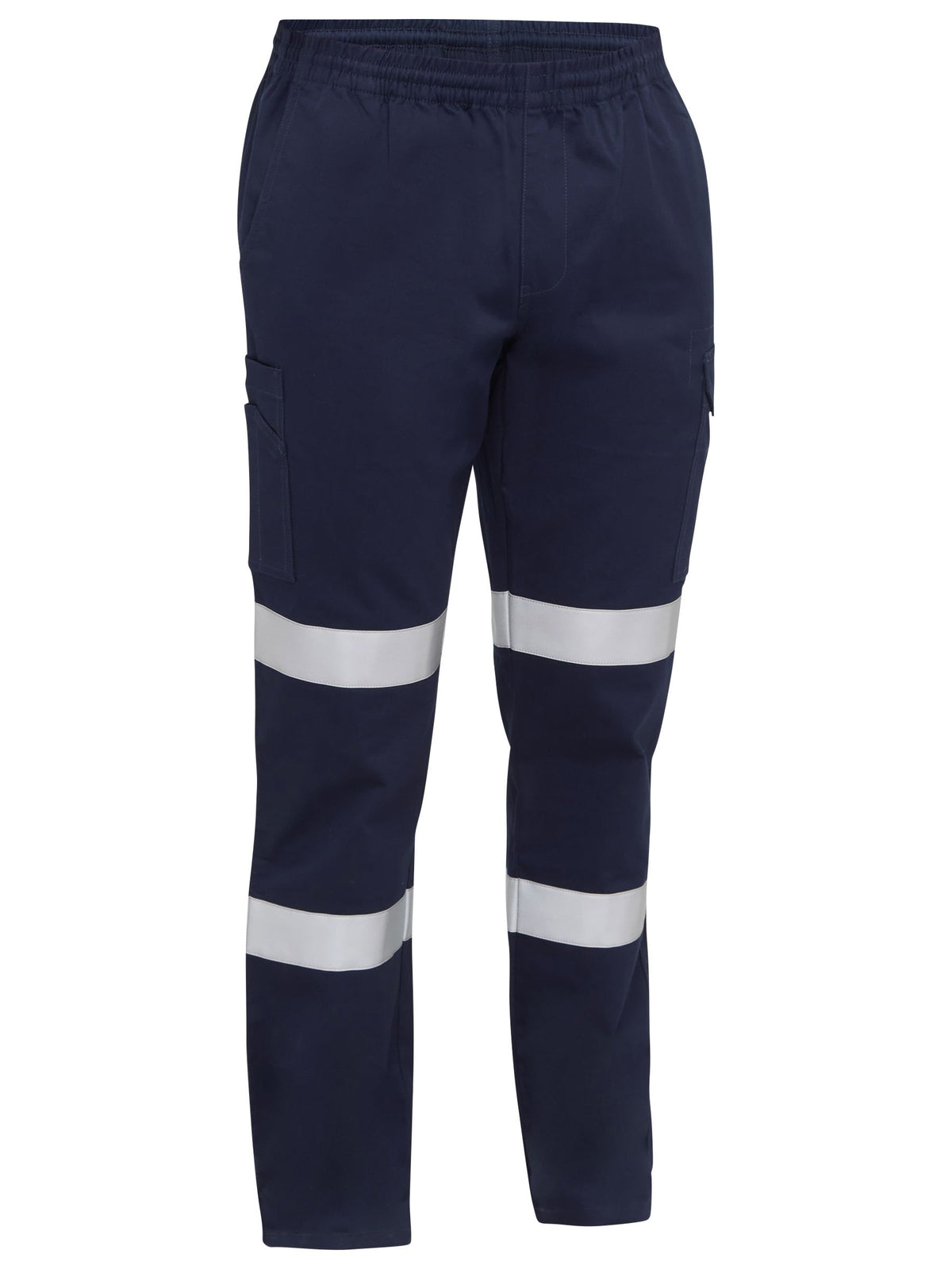 Taped Biomotion Stretch Cotton Drill Elastic Waist Cargo Work Pant - Navy