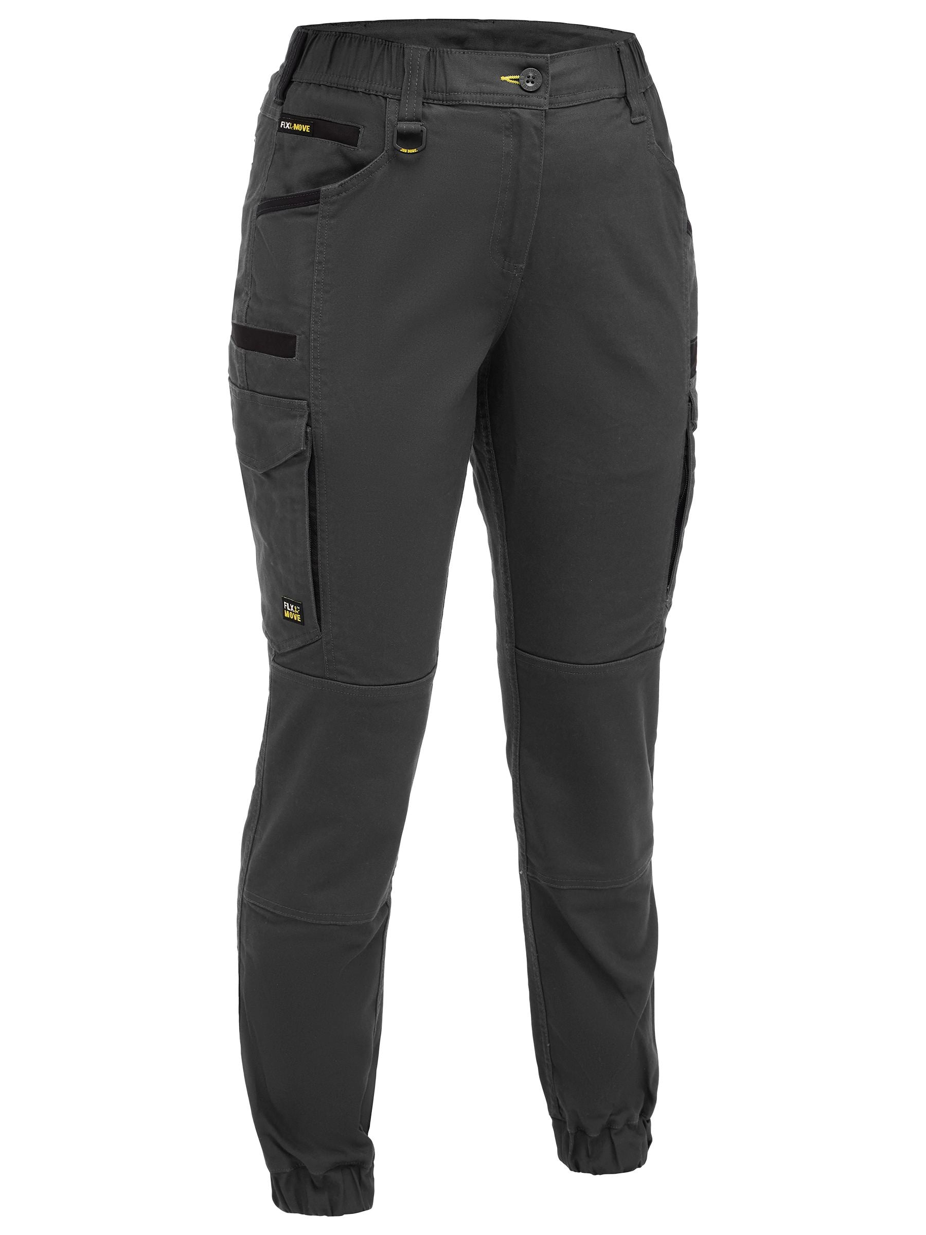 Womens Flx & Move™ Elastic Waist Cargo Cuffed Pants - Charcoal