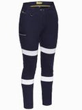 Women's Taped Mid Rise Stretch Cotton Pants - Navy