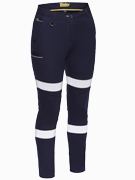 Women's Taped Mid Rise Stretch Cotton Pants - Navy