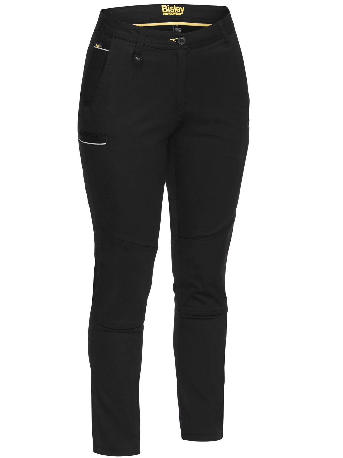 Women's Mid Rise Stretch Cotton Pants - Black
