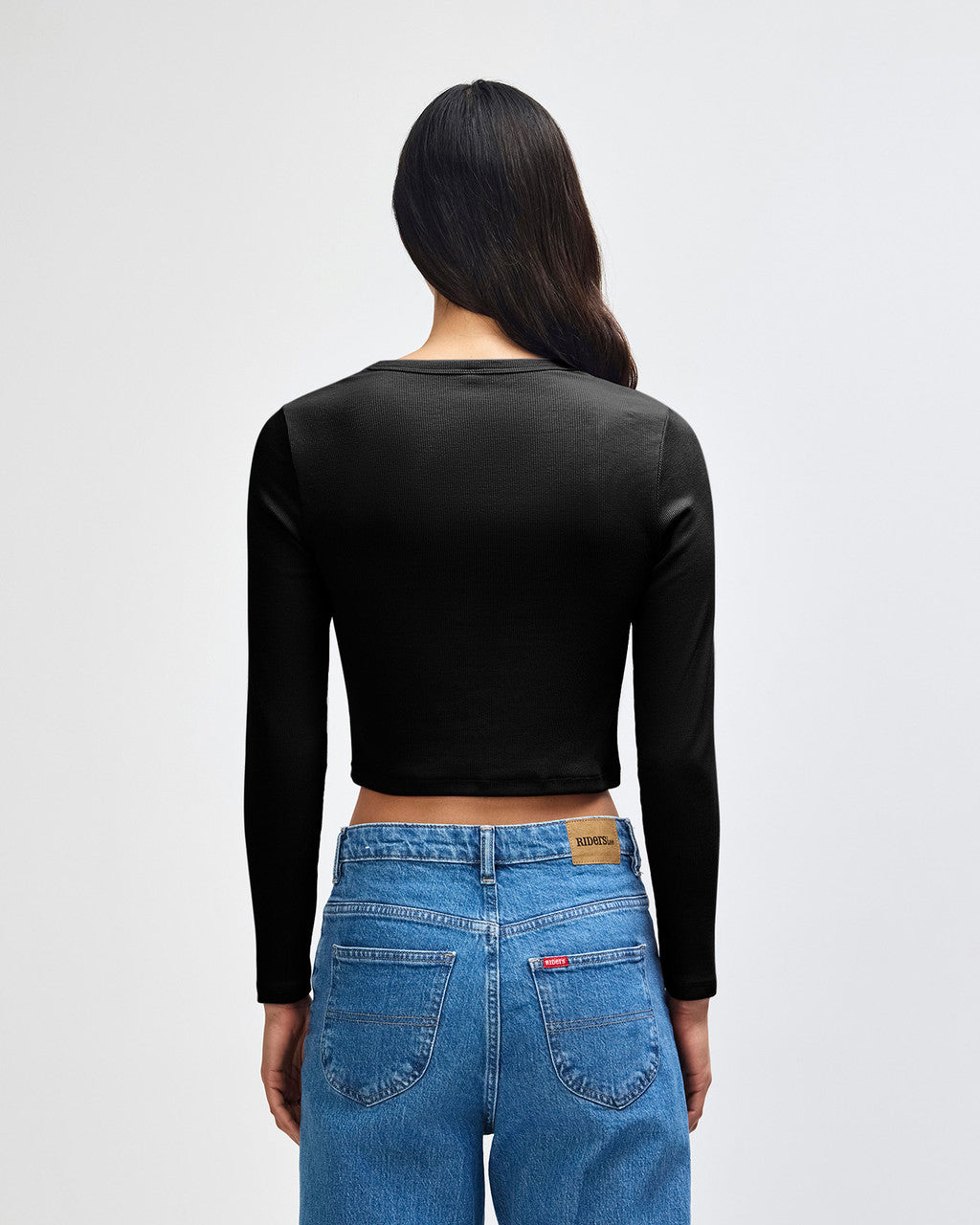 American Apparel Baby Rib Women's LS Crop Fitted T-Shirt