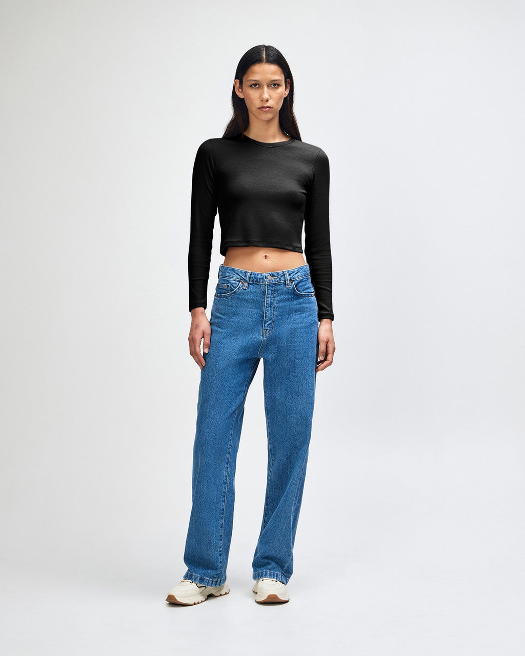 American Apparel Baby Rib Women's LS Crop Fitted T-Shirt
