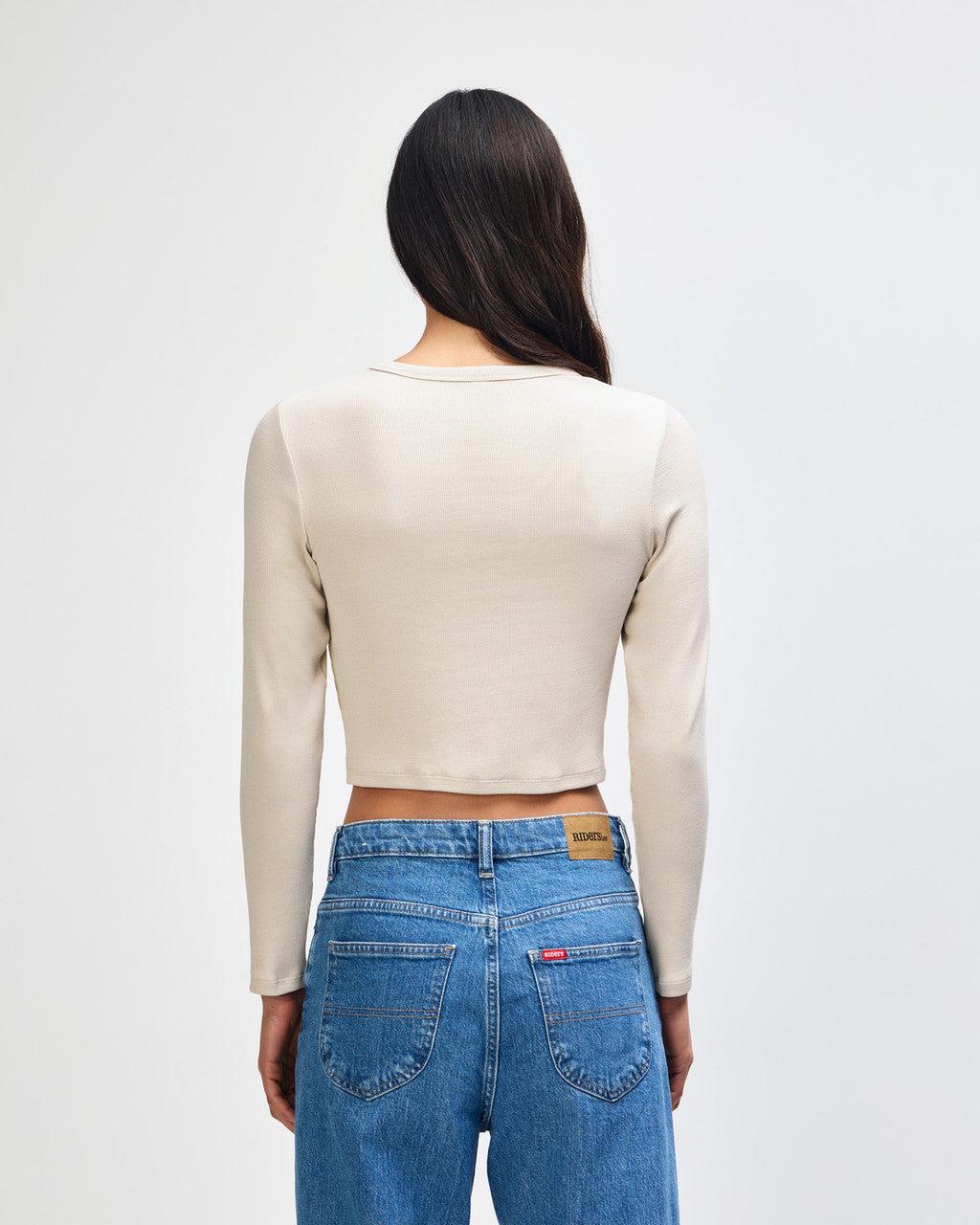 American Apparel Baby Rib Women's LS Crop Fitted T-Shirt