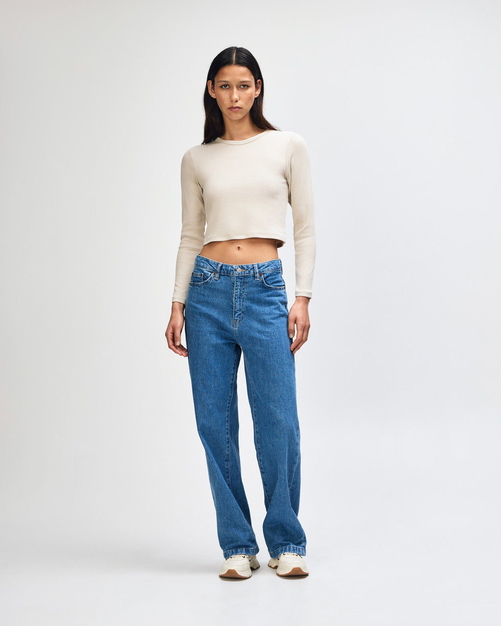 American Apparel Baby Rib Women's LS Crop Fitted T-Shirt