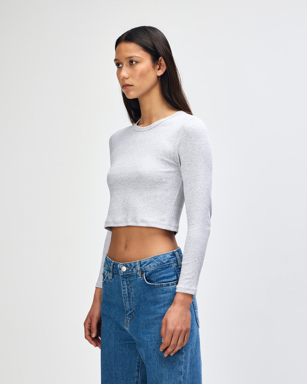 American Apparel Baby Rib Women's LS Crop Fitted T-Shirt