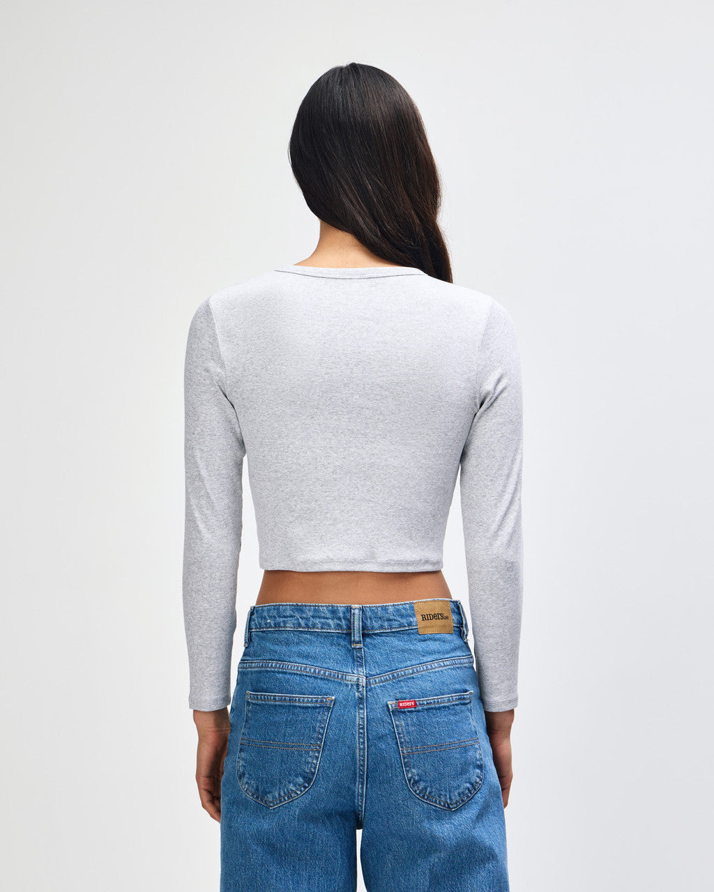American Apparel Baby Rib Women's LS Crop Fitted T-Shirt