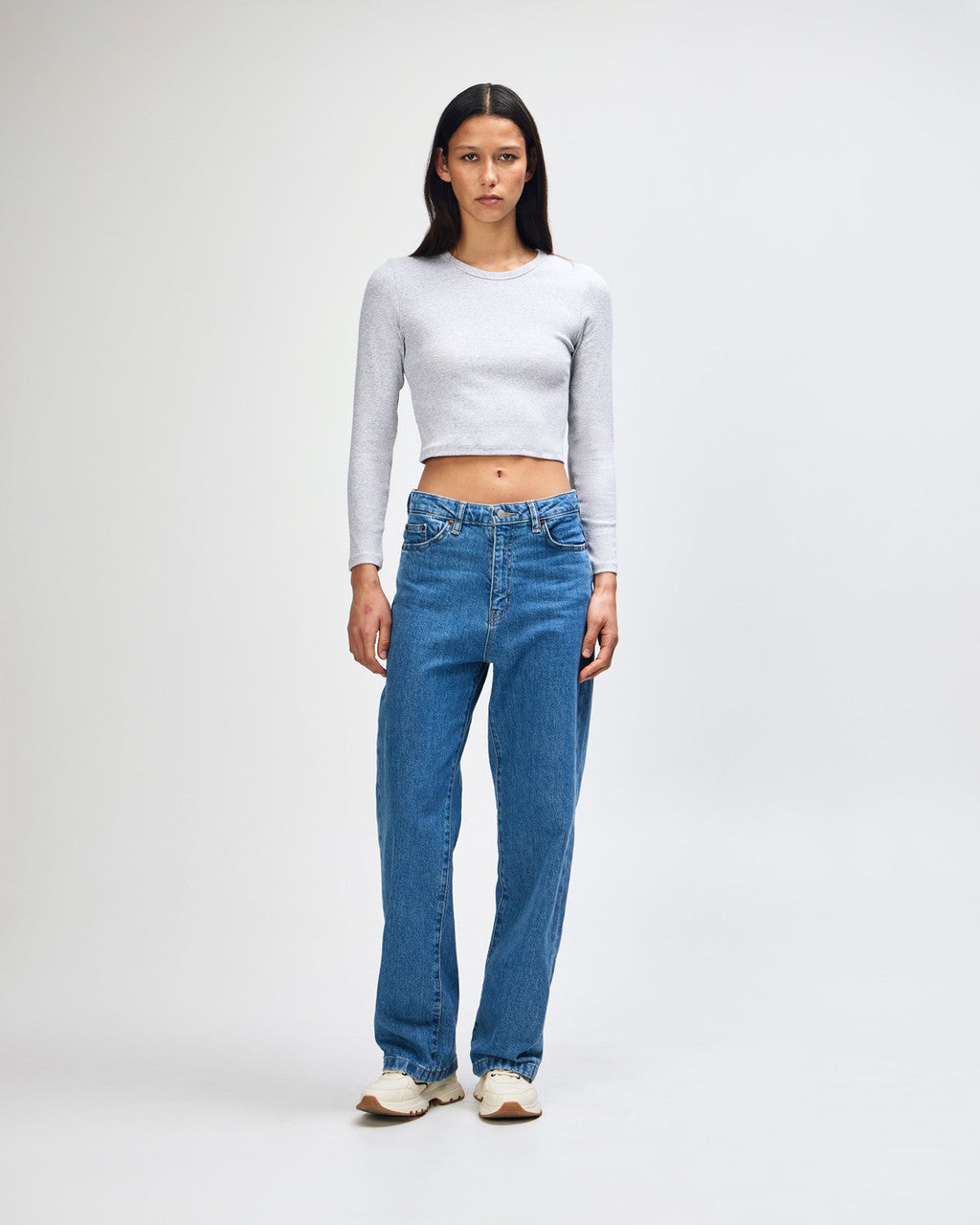American Apparel Baby Rib Women's LS Crop Fitted T-Shirt