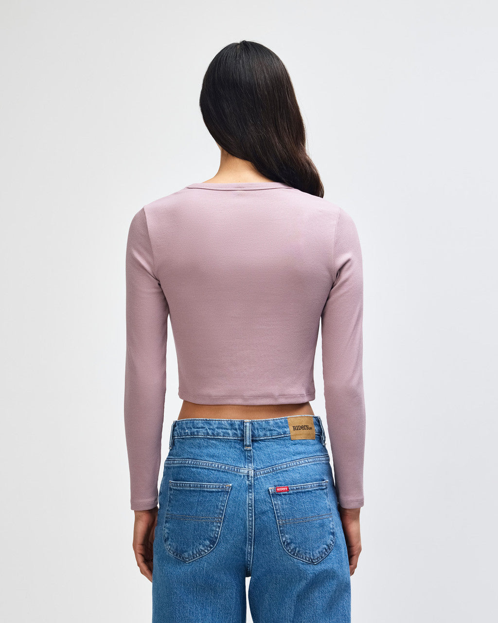 American Apparel Baby Rib Women's LS Crop Fitted T-Shirt