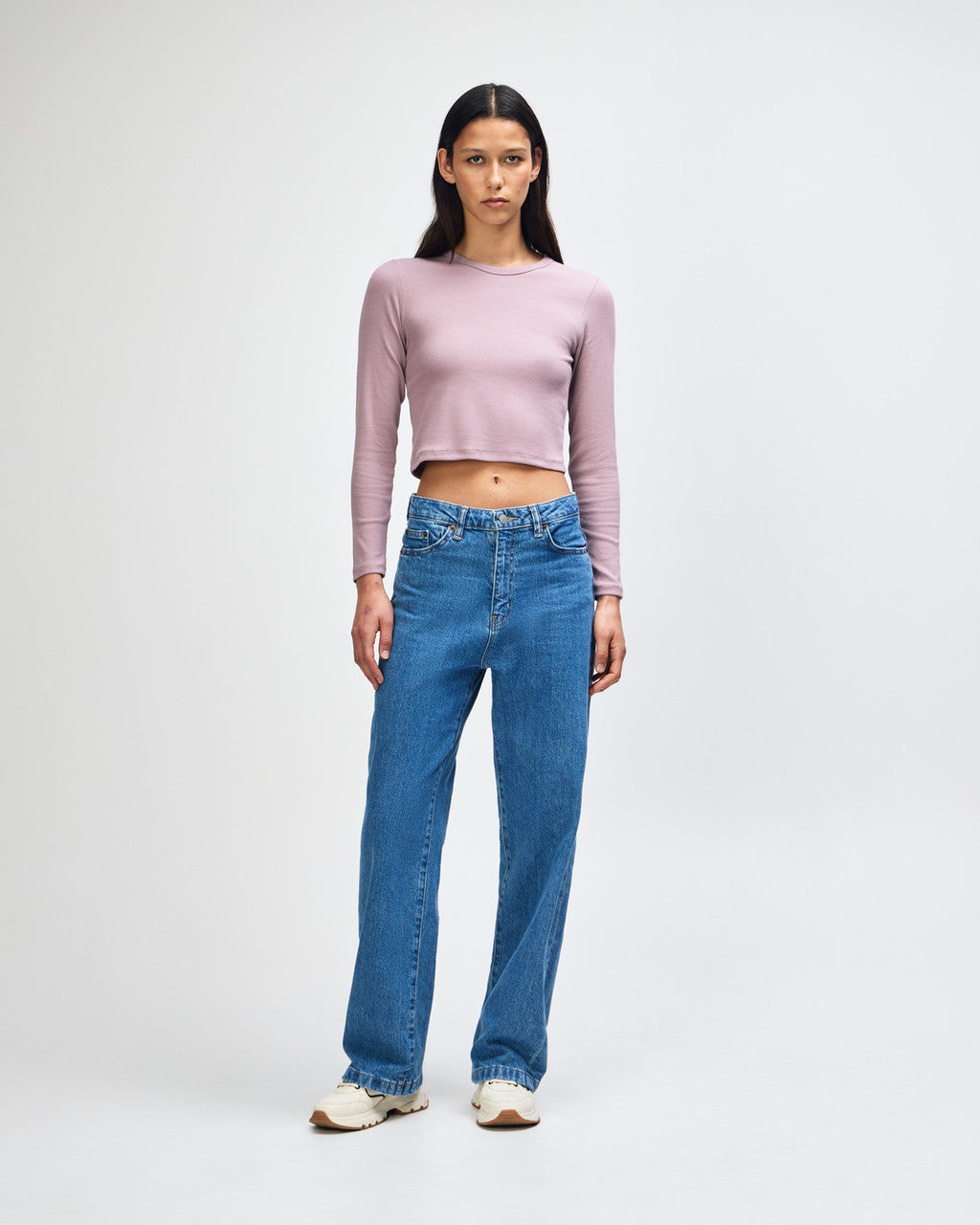 American Apparel Baby Rib Women's LS Crop Fitted T-Shirt
