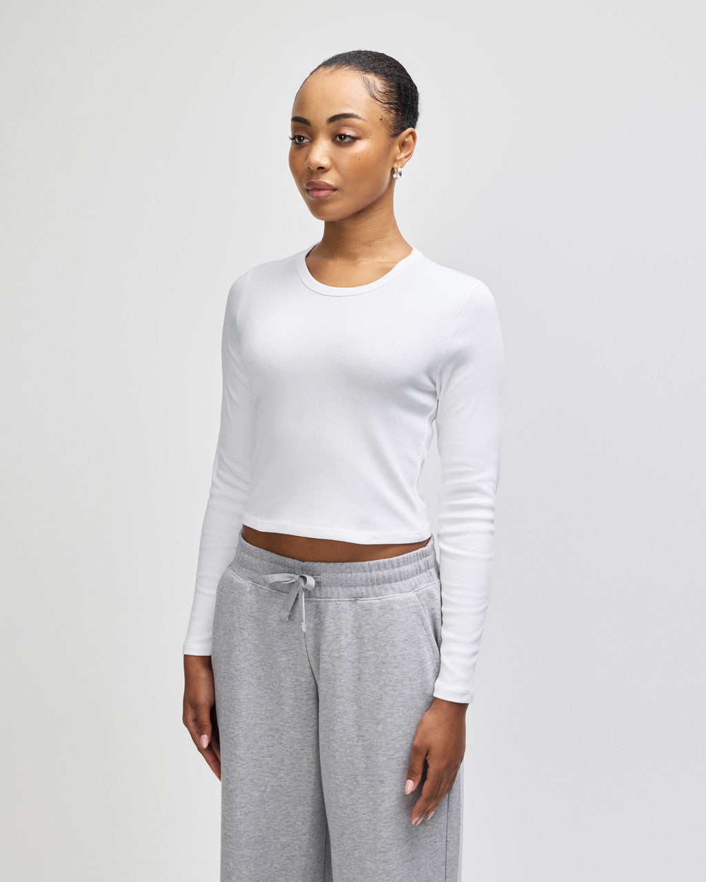American Apparel Baby Rib Women's LS Crop Fitted T-Shirt