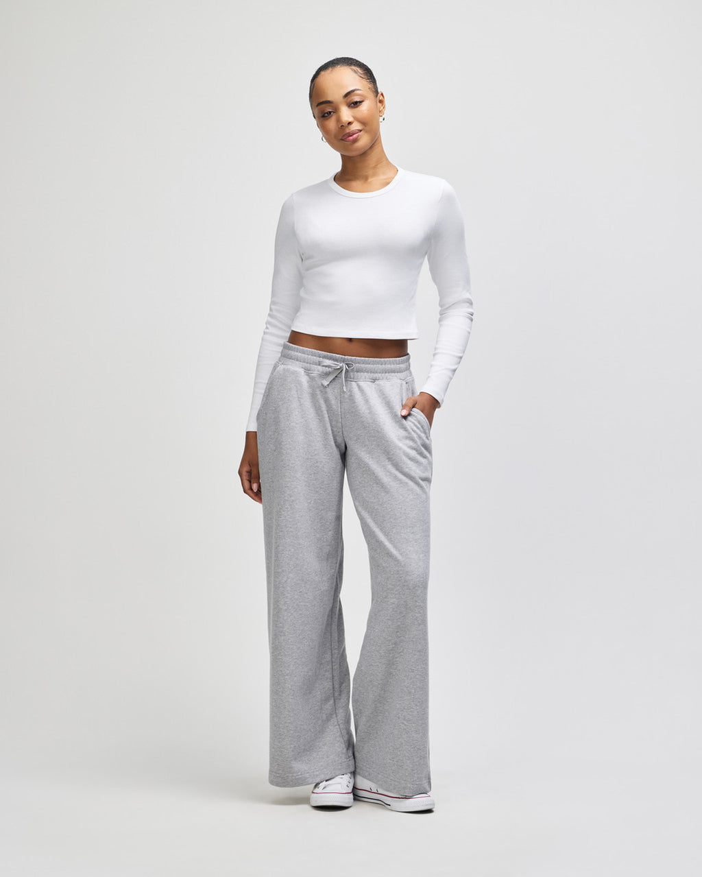 American Apparel Baby Rib Women's LS Crop Fitted T-Shirt