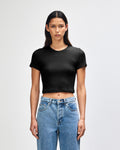 American Apparel Baby Rib Women's Crop Fitted T-Shirt - Black
