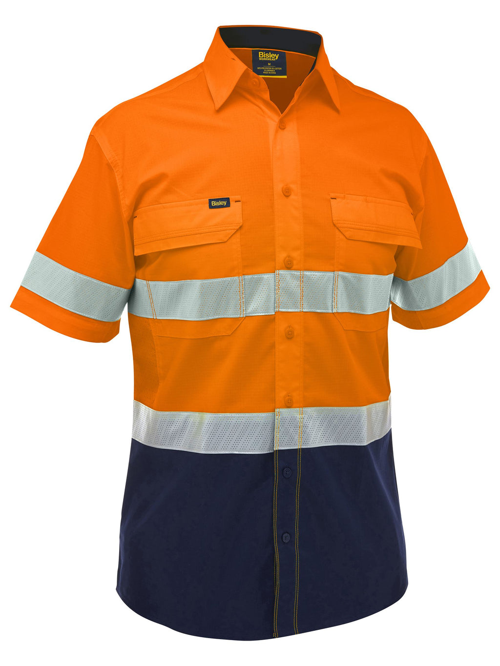 X Airflow™ Hi Vis Taped Stretch Ripstop Shirt - Orange/Navy