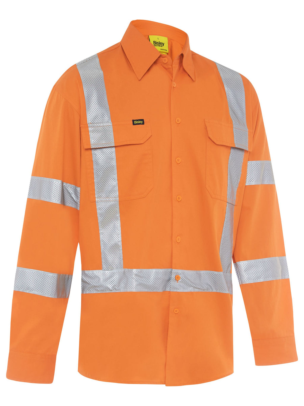 X Taped Biomotion Hi Vis Cool Lightweight Drill Shirt - Rail Orange