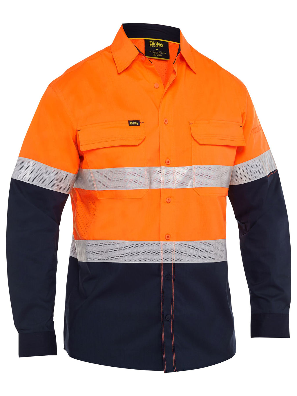X Airflow™ Hi Vis Taped Stretch Ripstop Shirt - Orange/Navy