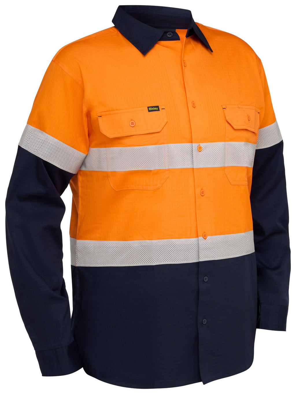 Taped Hi Vis Ripstop Vented Shirt - Orange/Navy