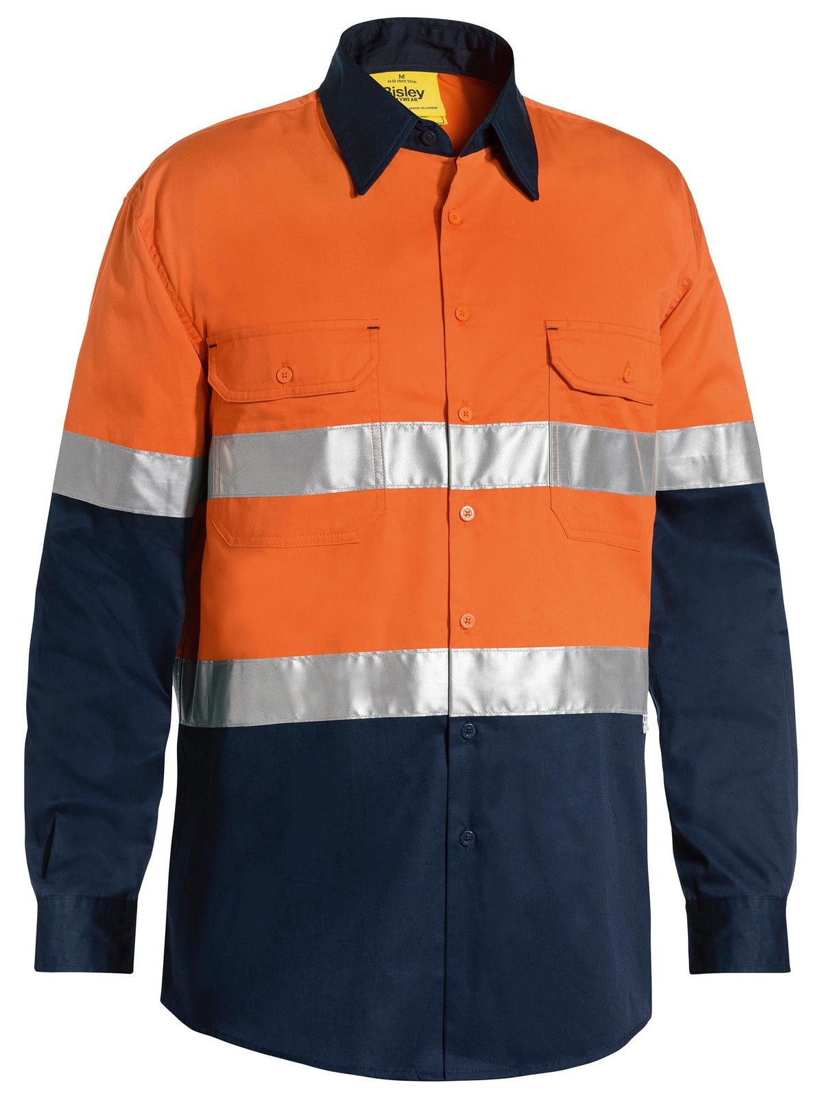 Taped Hi Vis Cool Lightweight Shirt - Orange/Navy