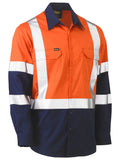 X Taped Biomotion Two Tone Hi Vis Lightweight Drill Shirt - Orange/Navy