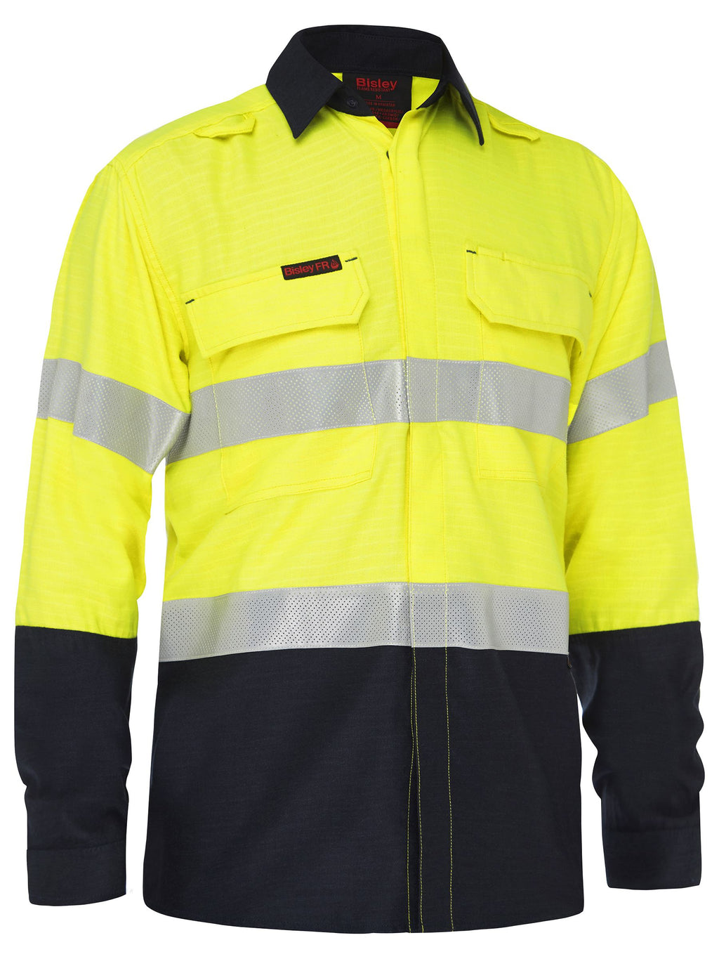 Apex 160 Taped Hi Vis FR Ripstop Vented Shirt - Yellow/Navy