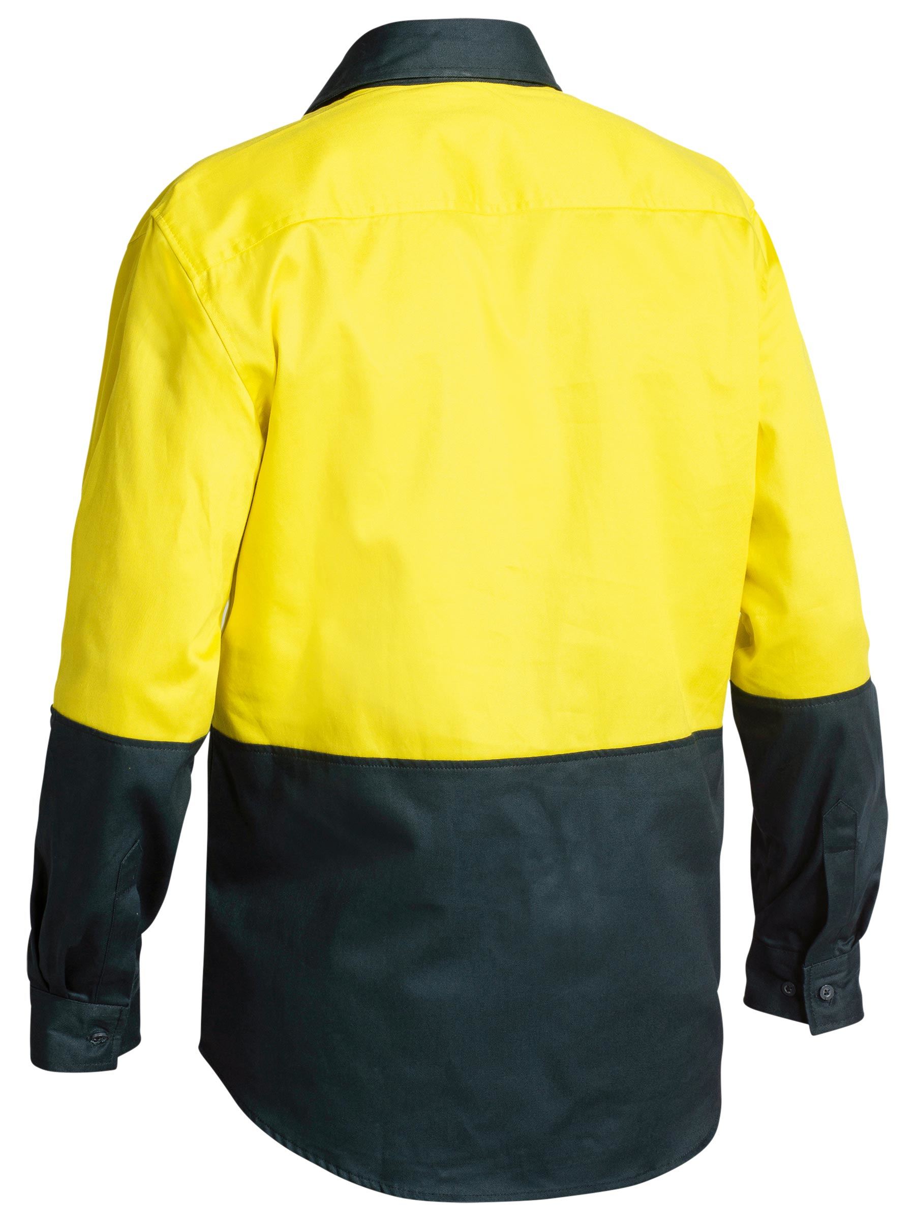 Hi Vis Closed Front Drill Shirt - Yellow/Bottle