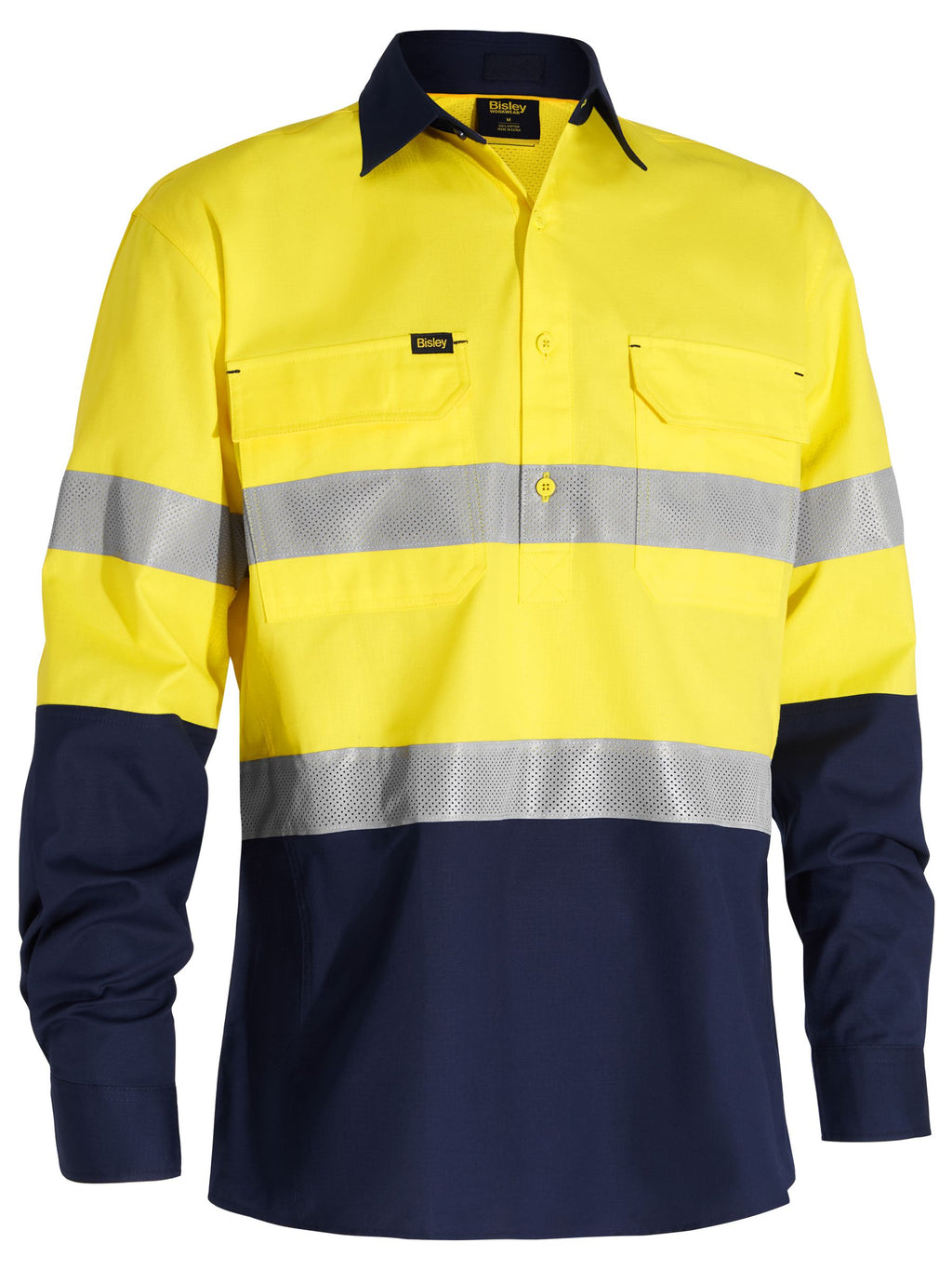 X Airflow™ Closed Front Taped Hi Vis Ripstop Shirt - Yellow/Navy