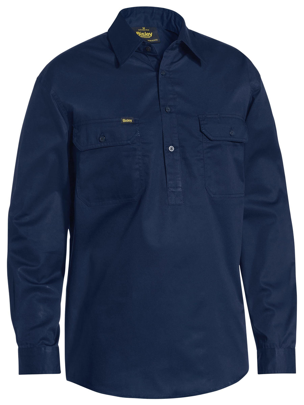 Closed Front Cool Lightweight Drill Shirt - Navy