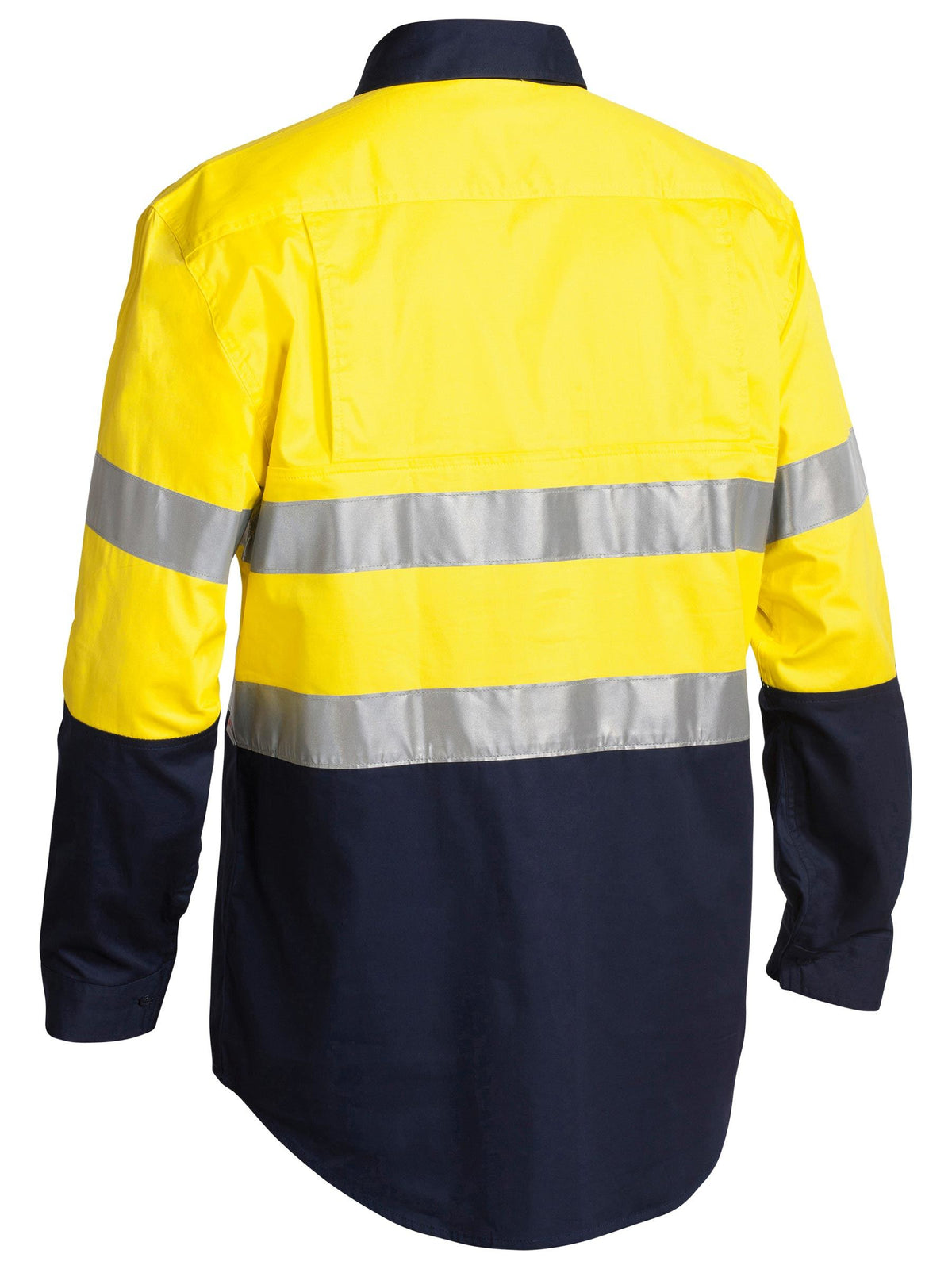 Taped Hi Vis Closed Front Cool Lightweight Shirt - Yellow/Navy