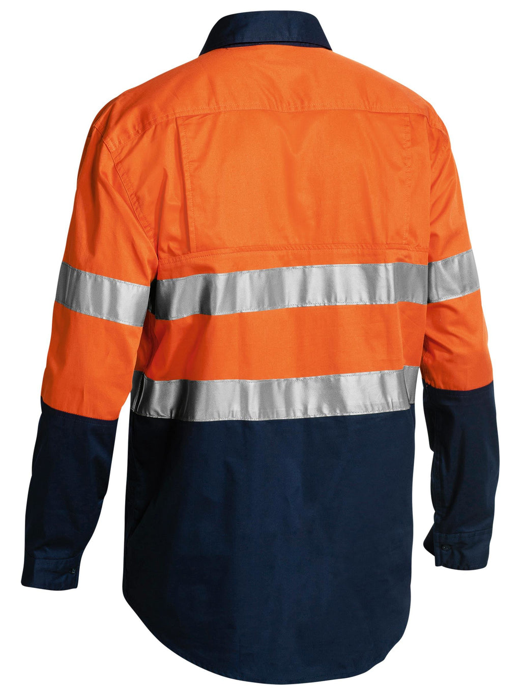 Taped Hi Vis Closed Front Cool Lightweight Shirt - Orange/Navy