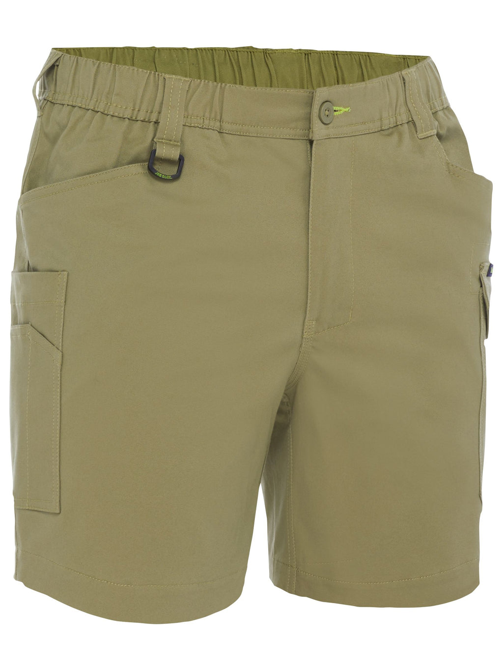 Stretch Cotton Elastic Waist Cargo Short - Khaki