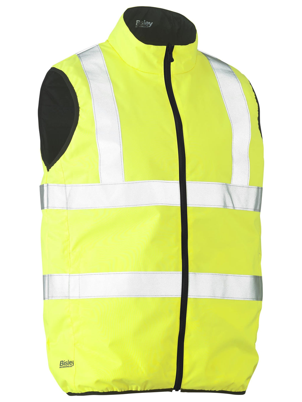 Taped Hi Vis Reversible Puffer Vest - Yellow
