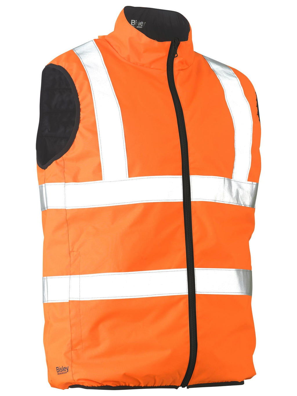 Taped Hi Vis Reversible Puffer Vest - Orange