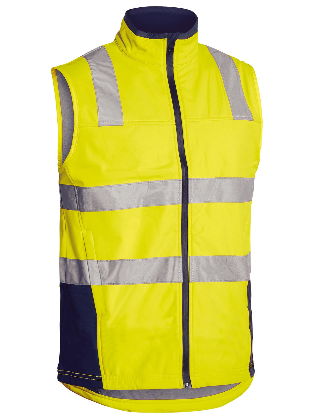Taped Hi Vis Soft Shell Vest - Yellow/Navy