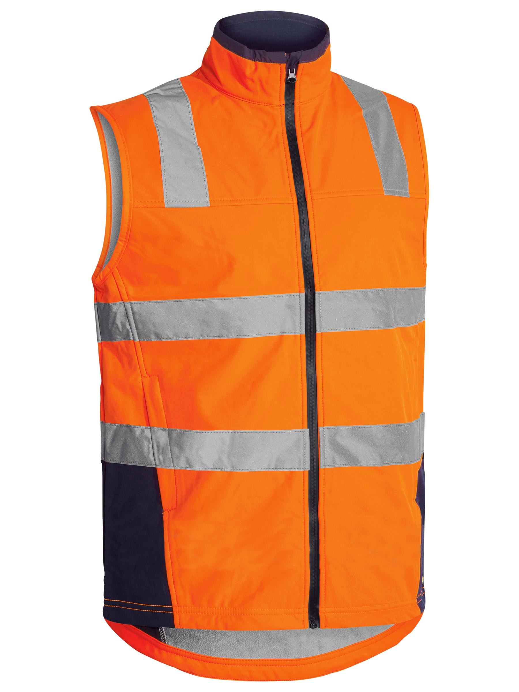 Taped Hi Vis Soft Shell Vest - Orange/Navy