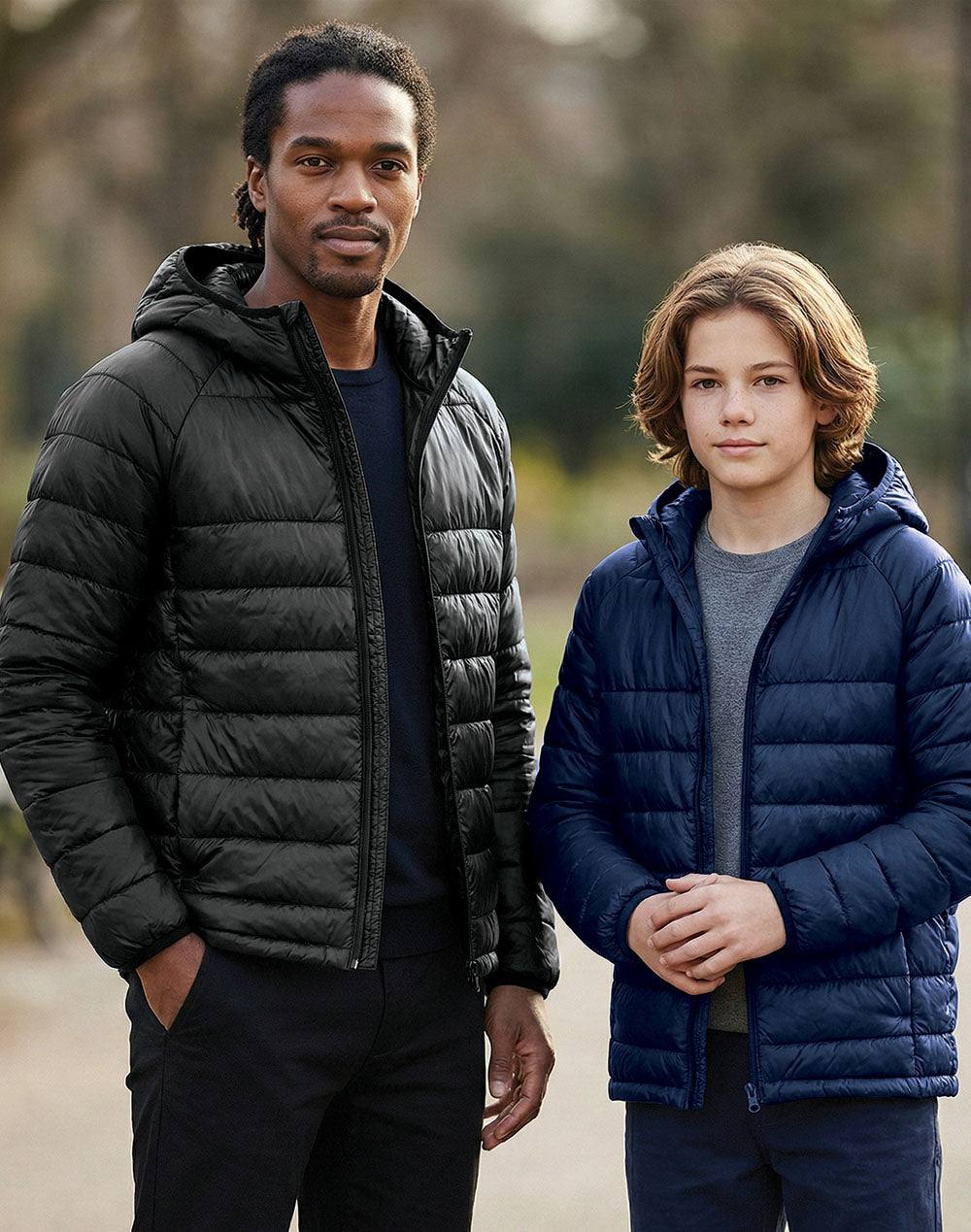 JK67 Adults Sustainable Lightweight Hooded Puffer Jacket