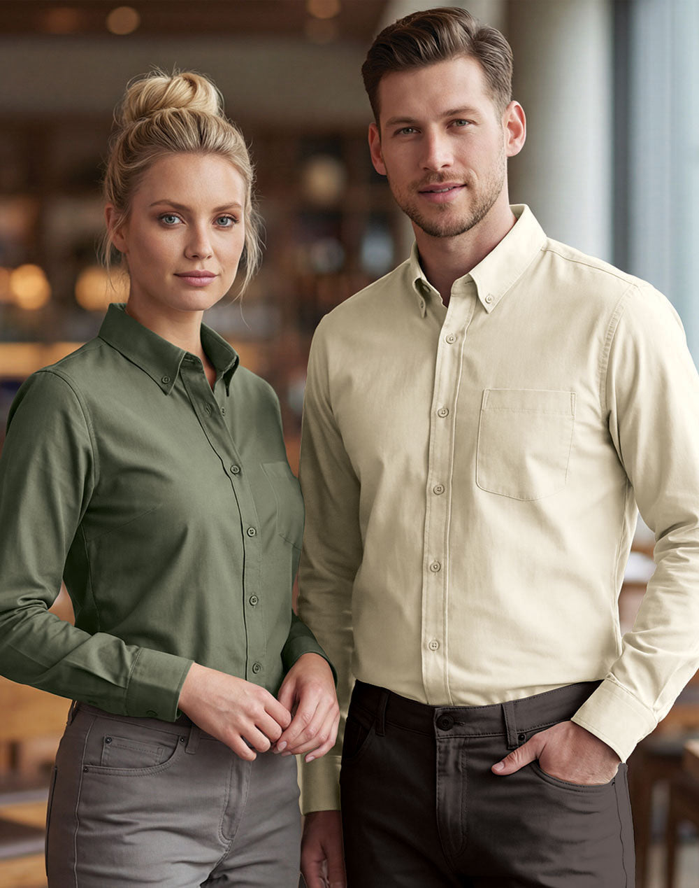 M7009L Mens Smart Casual Cotton Blend L/S Shirt