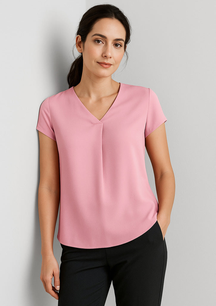 RB967LS Womens Kayla V-Neck Pleat Blouse