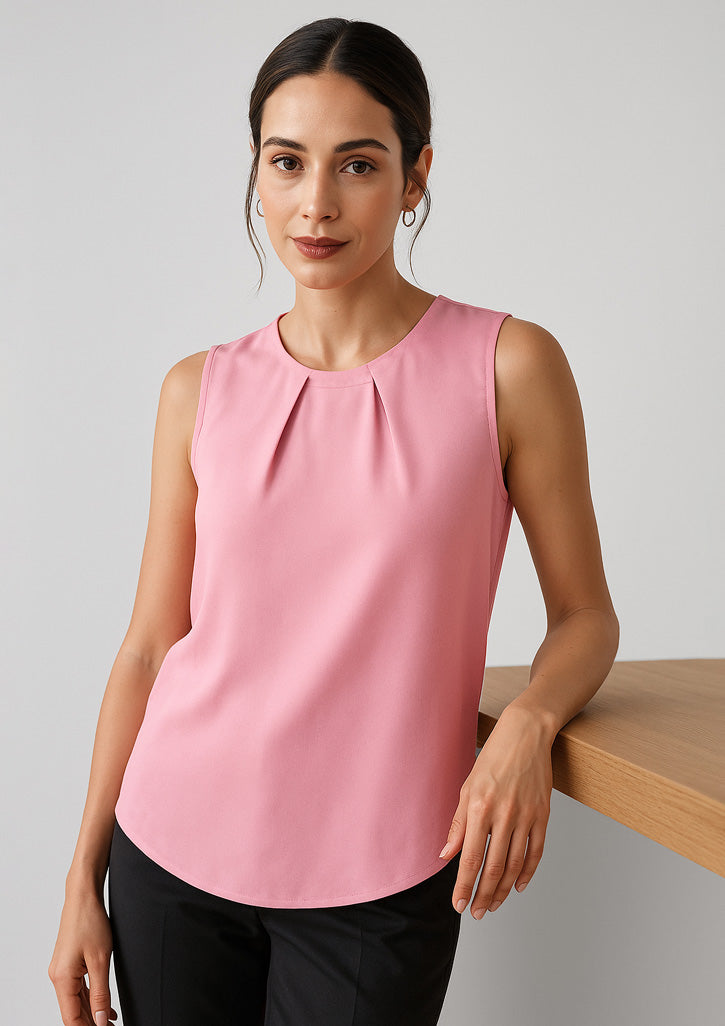 RB973LN Womens Estelle Sleeveless Pleat Detail Blouse