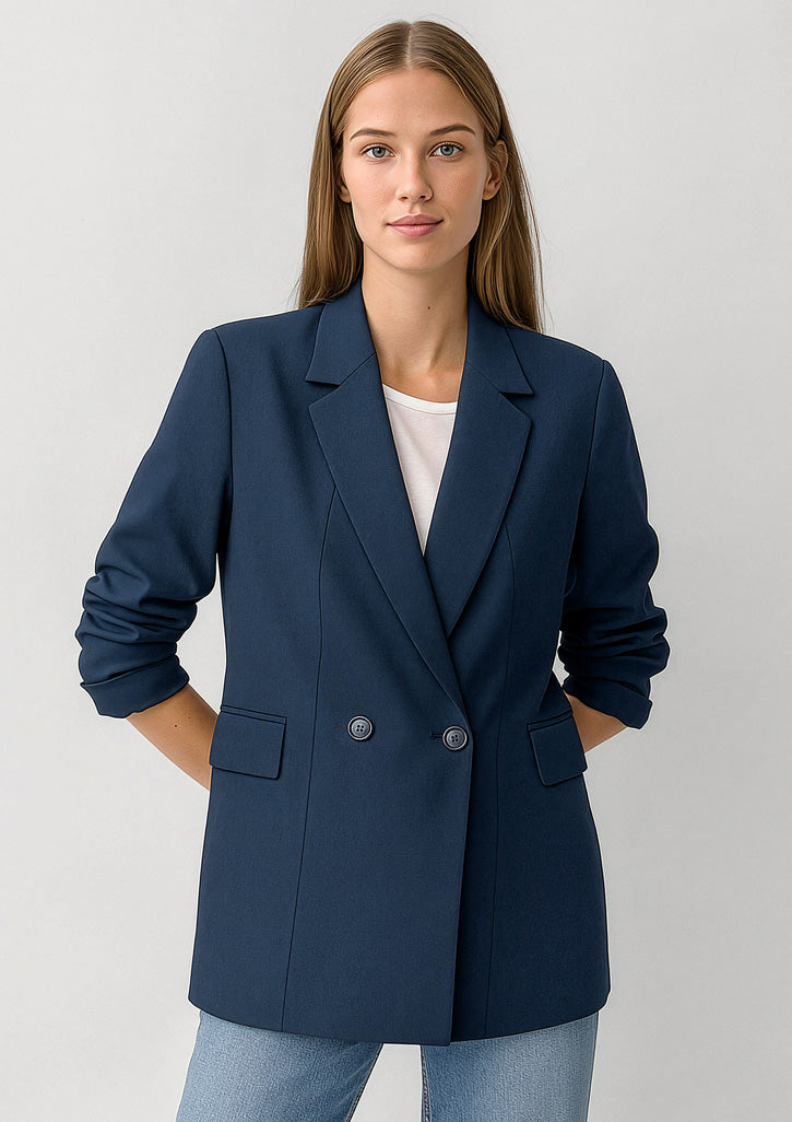 RJ400L Womens Renew Double Breasted Longline Jacket