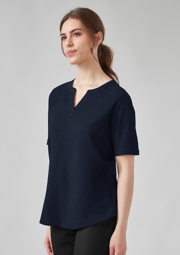 RU568LS Womens Ruche Short Sleeve Blouse