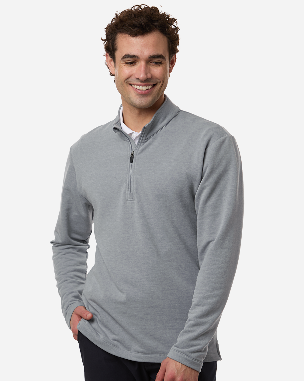 ALL PRO Men's Stretch Fleece 1/4 Zip - Heather Steel